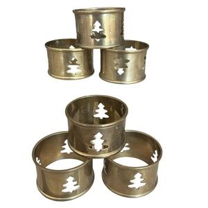 Vintage Brass Christmas tree napkin rings napkin holders holders set of 6
